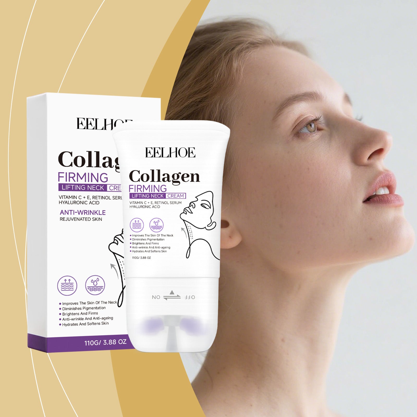 Collagen Roller Neck Cream for Skin Hydration and Elasticity