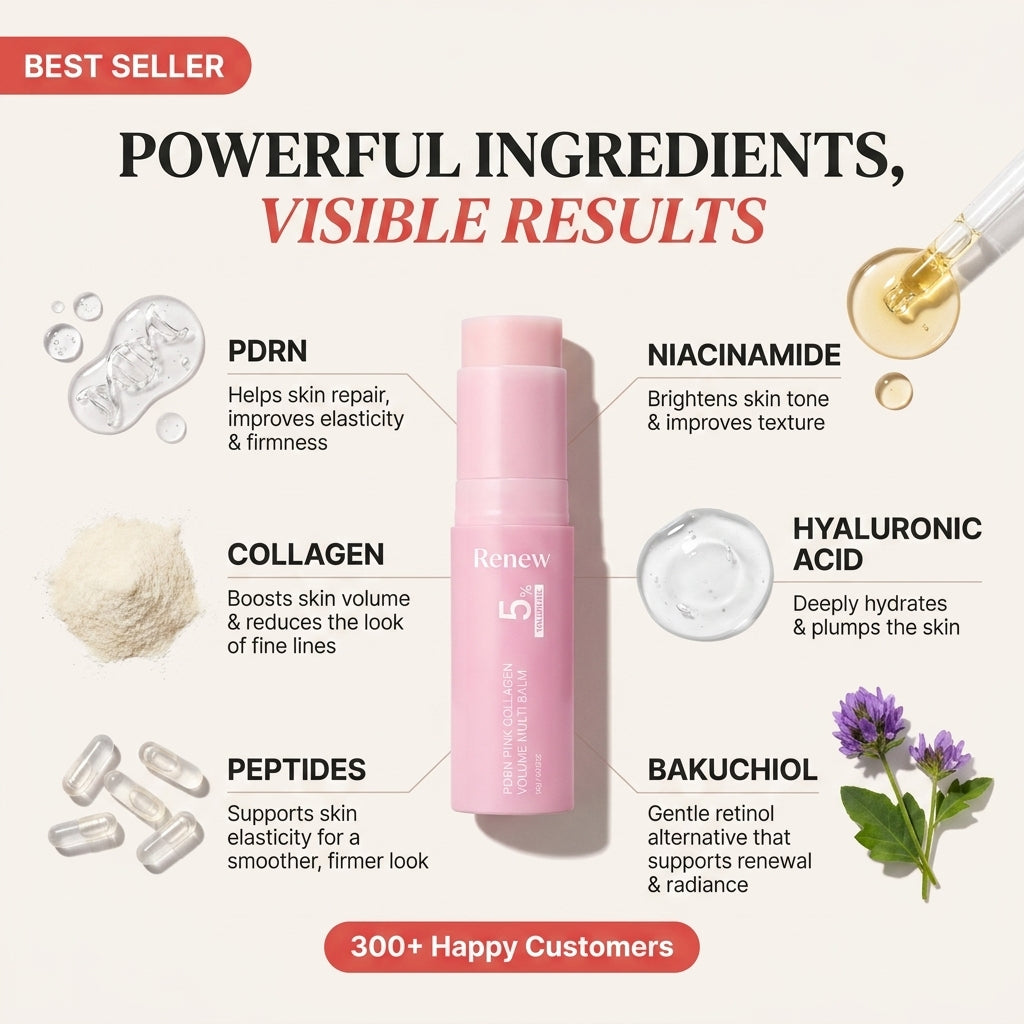 Renew 5% | PDRN Pink Collagen Multi Balm Stick for Face, Neck and Lips