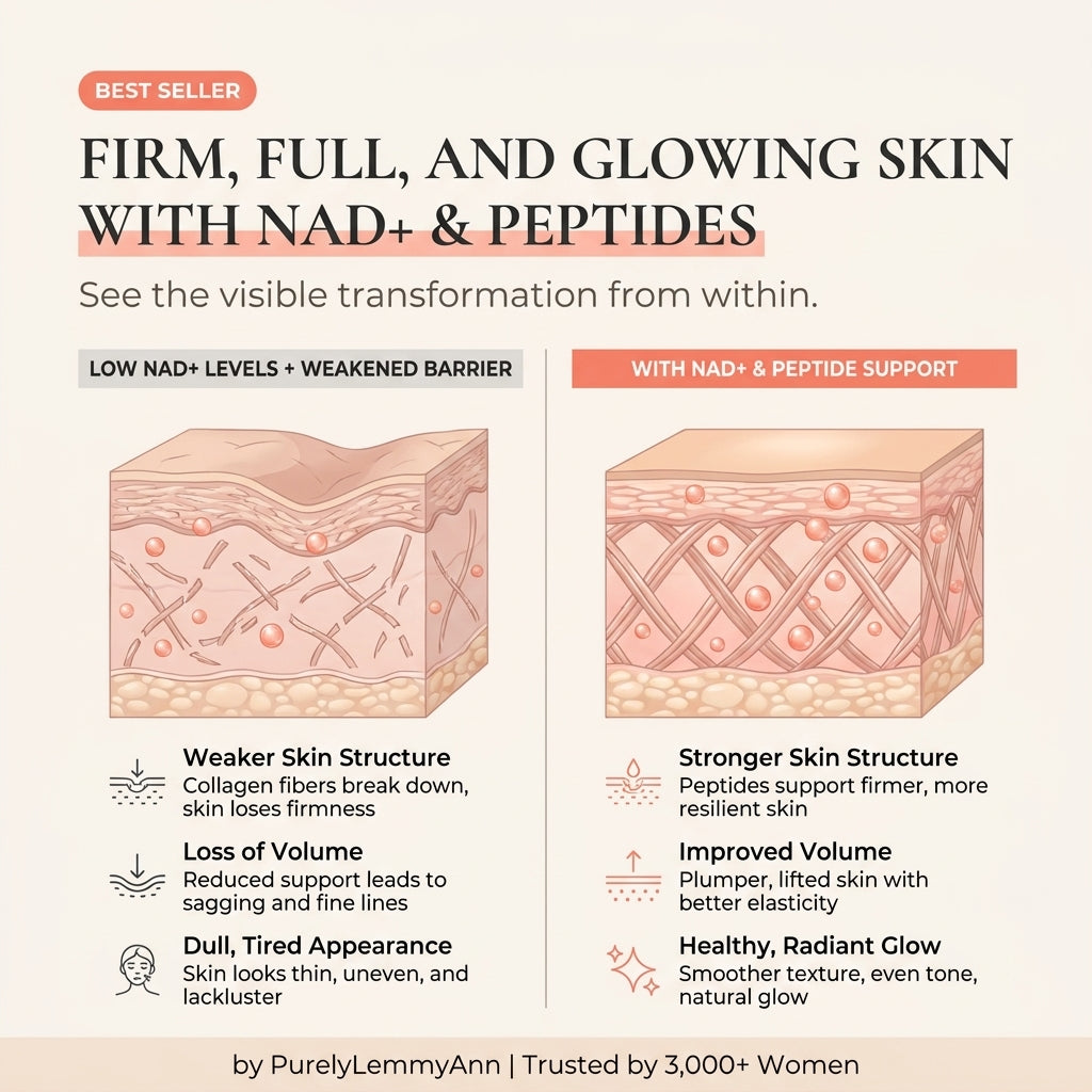 RoseLift | NAD+ Peptide Serum by PurelyLemmyAnn Anti-Aging Korean Skin Care | Firming Serum + Cream Set with 5 Ceramides & Vegan Collagen for Wrinkles & Radiant Glow