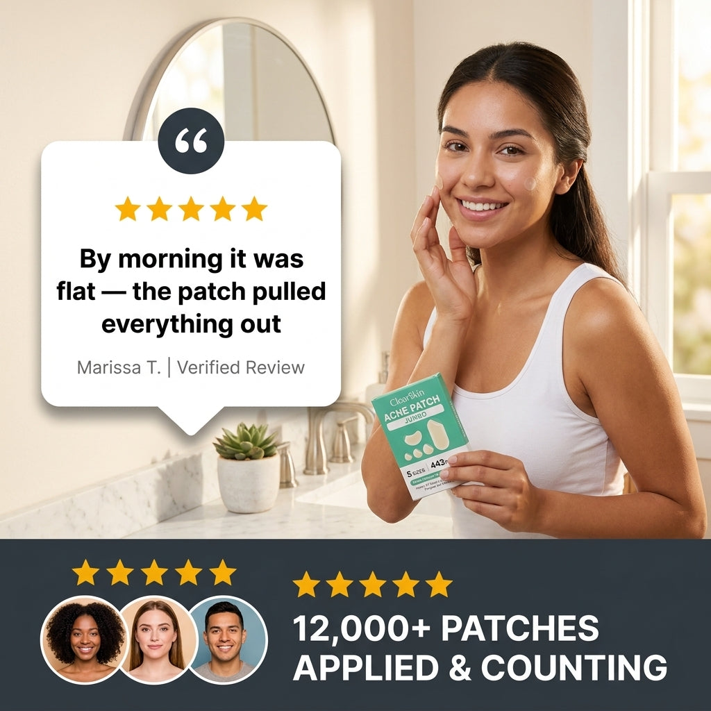 ClearSkin Jumbo | Hydrocolloid Acne, Pimple, Blemish Patches for Face and Nose — 5 Sizes, 443 Count