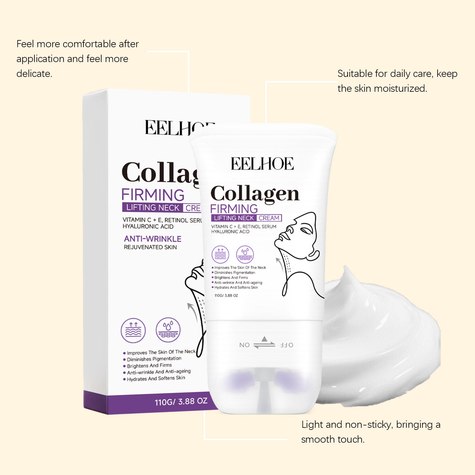 Collagen Roller Neck Cream for Skin Hydration and Elasticity