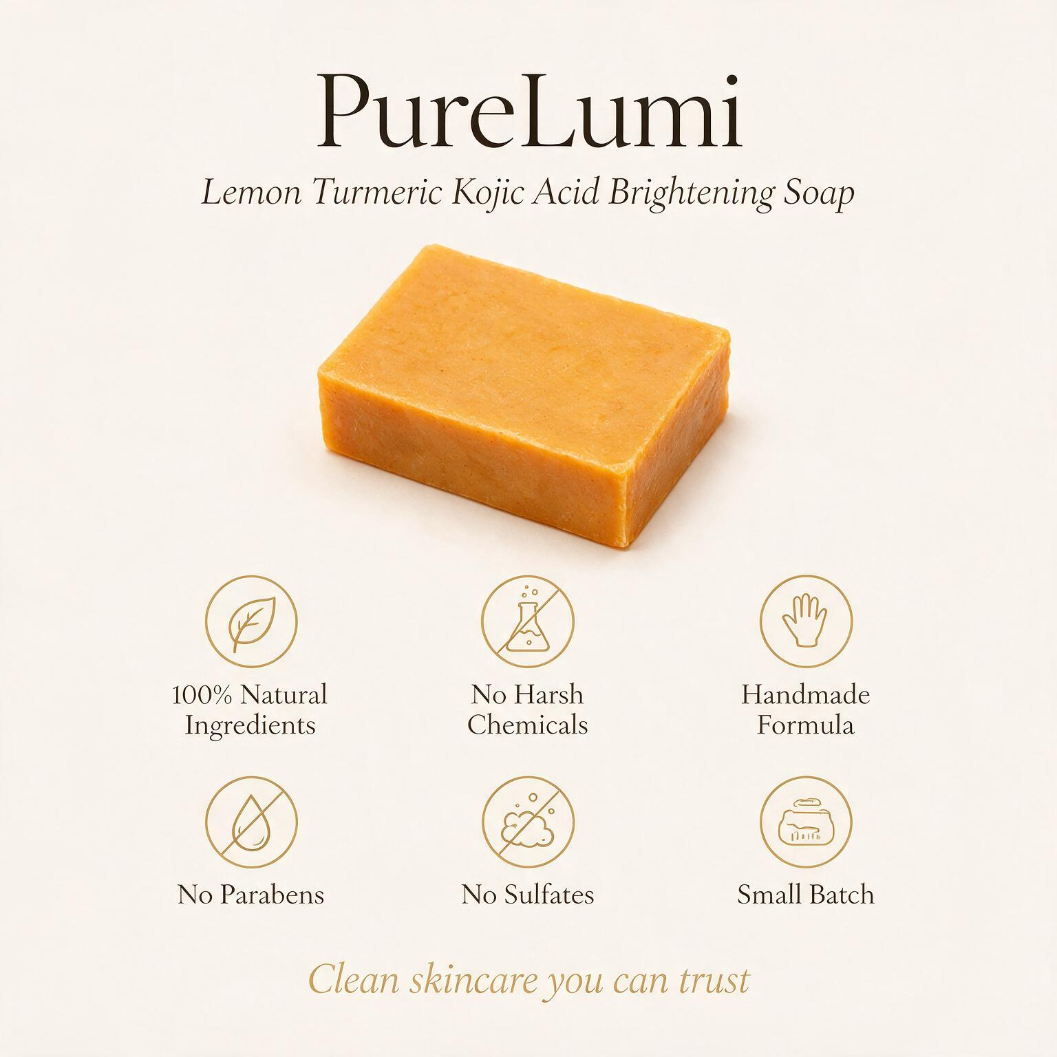 PureLumi Lemon Turmeric Kojic Acid Brightening Soap