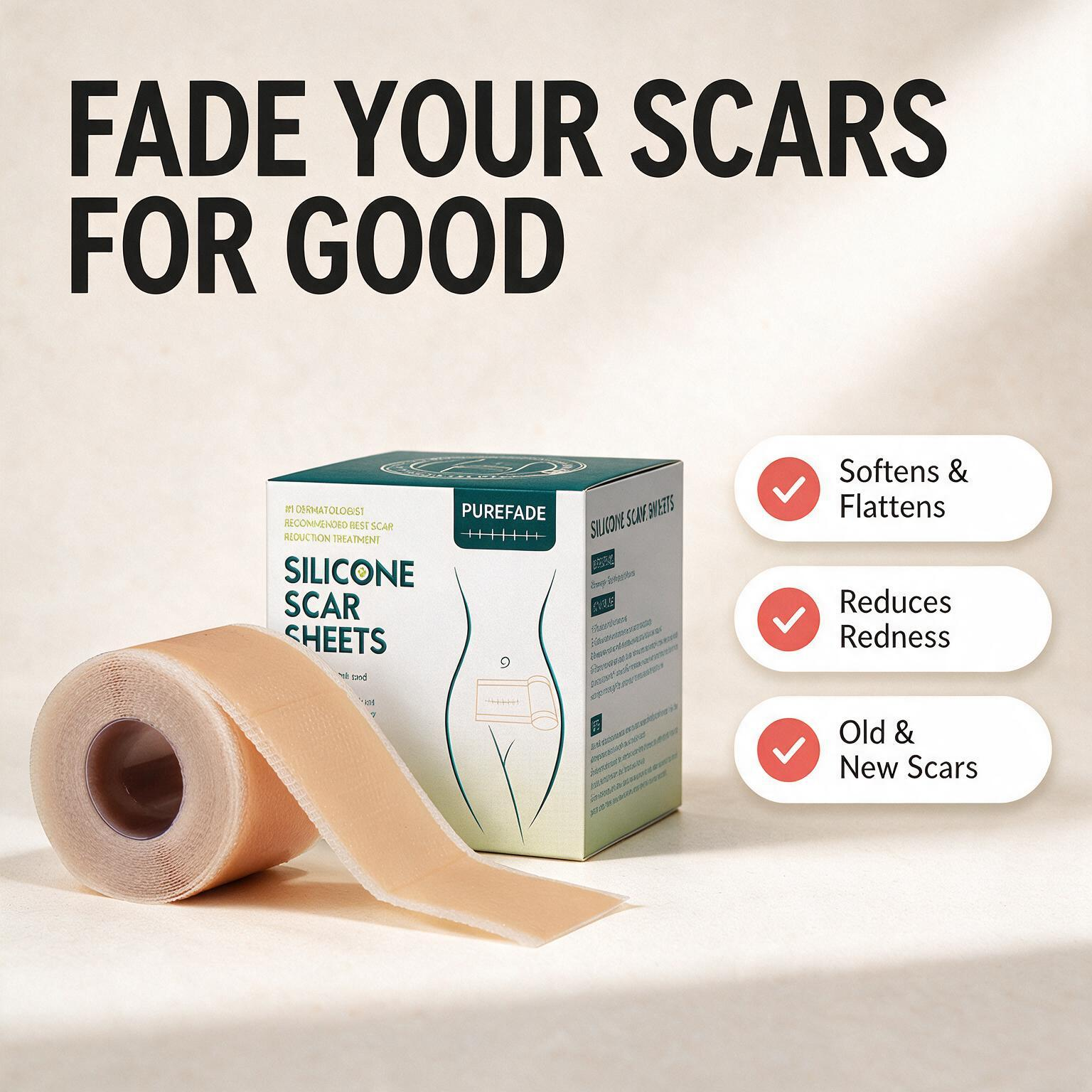 PureFade Silicone Scar Strip Sheets